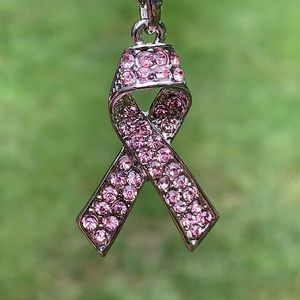 New Breast Cancer Awareness Pink Ribbon Necklace